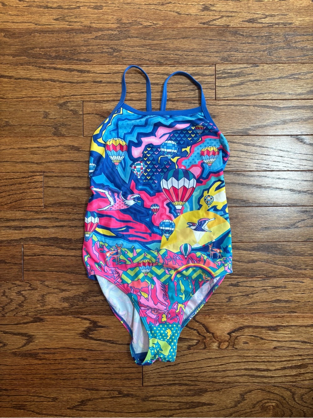 Amanzi Girls' Bright Multicolor Hot Air Balloon One-Piece Swimsuit